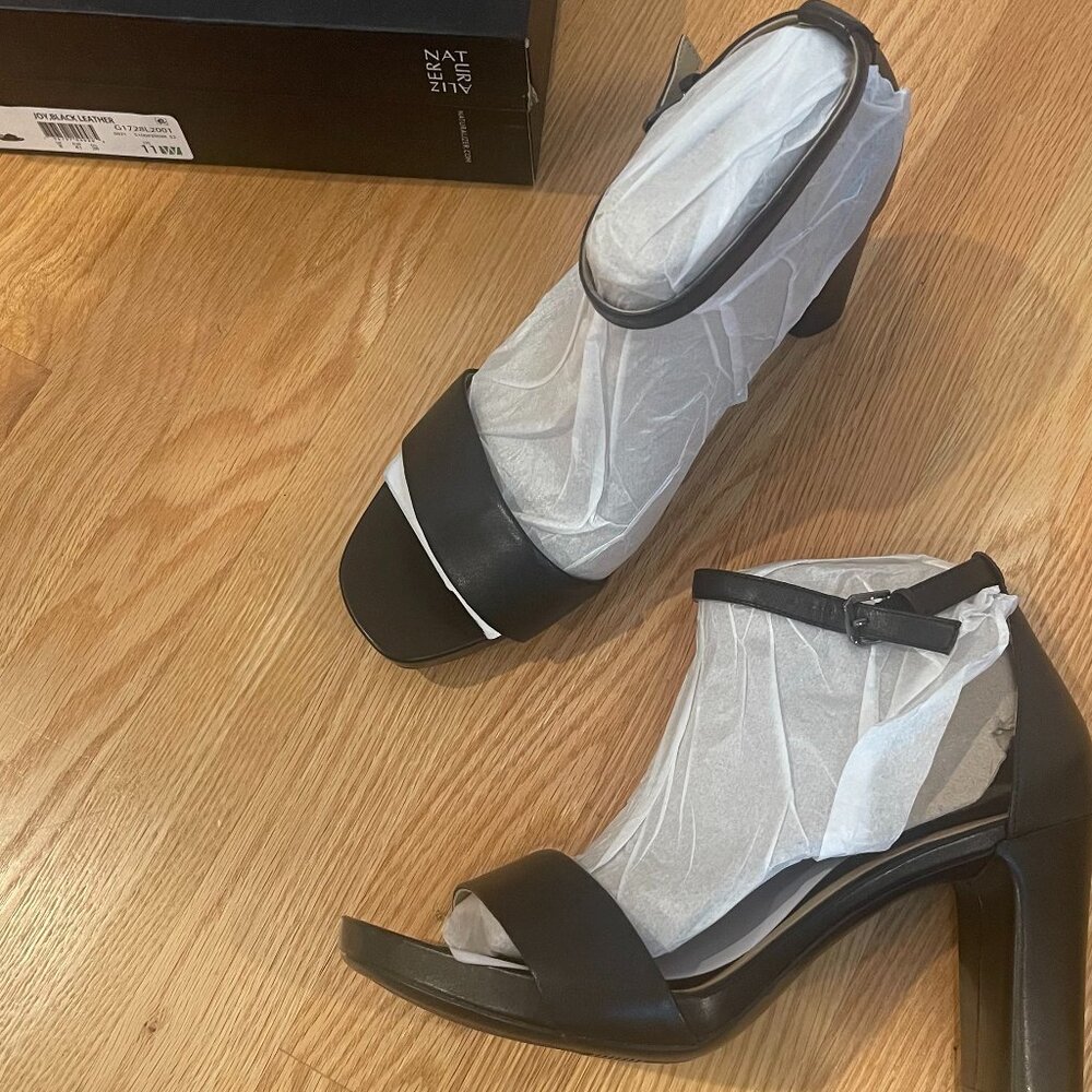 NEW: Naturalizer JOY Dress Sandal - BLACK LEATHER - Size 11W